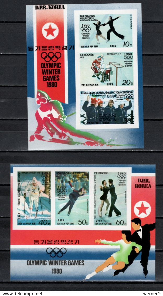 North Korea 1979 Olympic Games Lake Placid Set Of 2 Sheetlets Imperf. MNH -scarce- - Inverno1980: Lake Placid