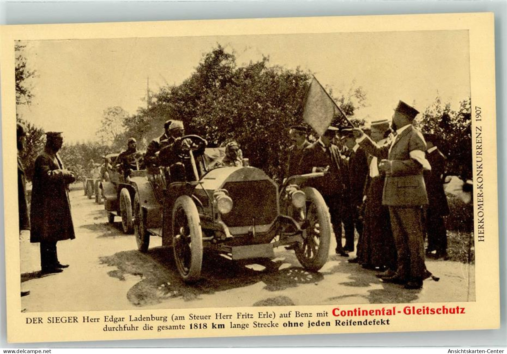 13609808 - Sieger Edgar Ladenburg Mit Continental Gleitschutz  1907 Motorsport  Mercedes  AK - Sonstige & Ohne Zuordnung