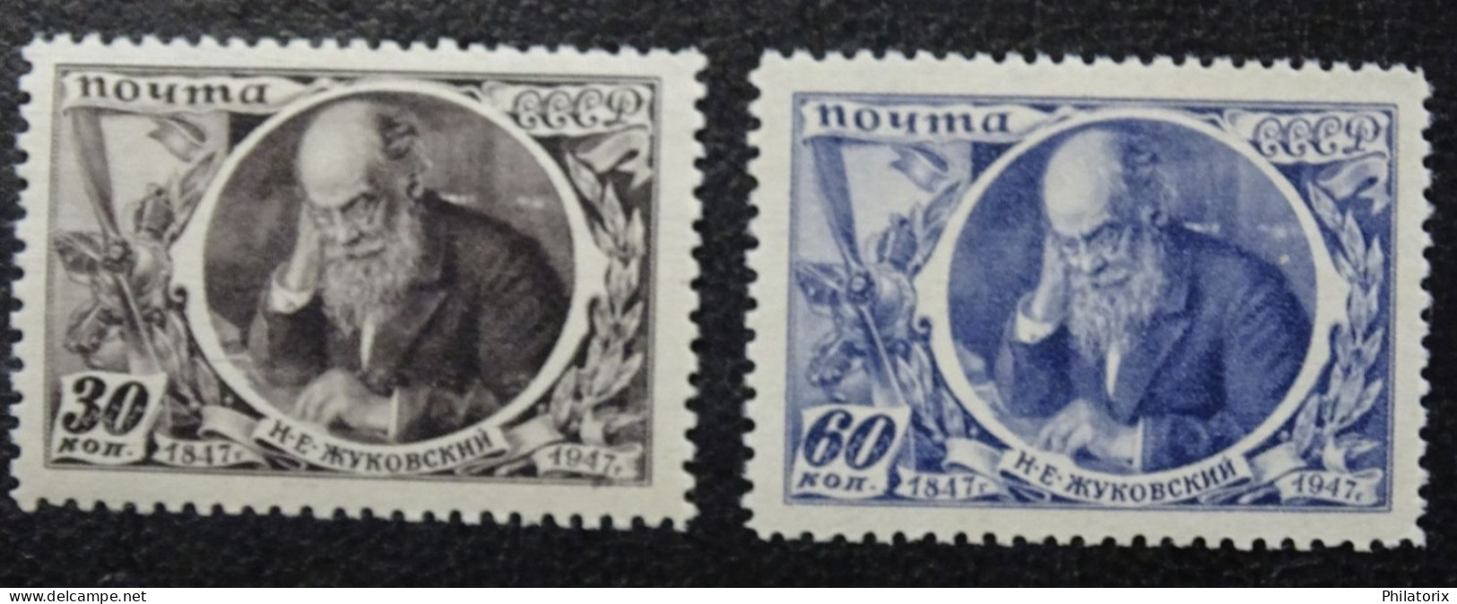 Sowjetunion Mi 1083-1084 MNH , Sc 1098-1099 ** , N. Zhukovskij , Qualitätsgrad II - Unused Stamps
