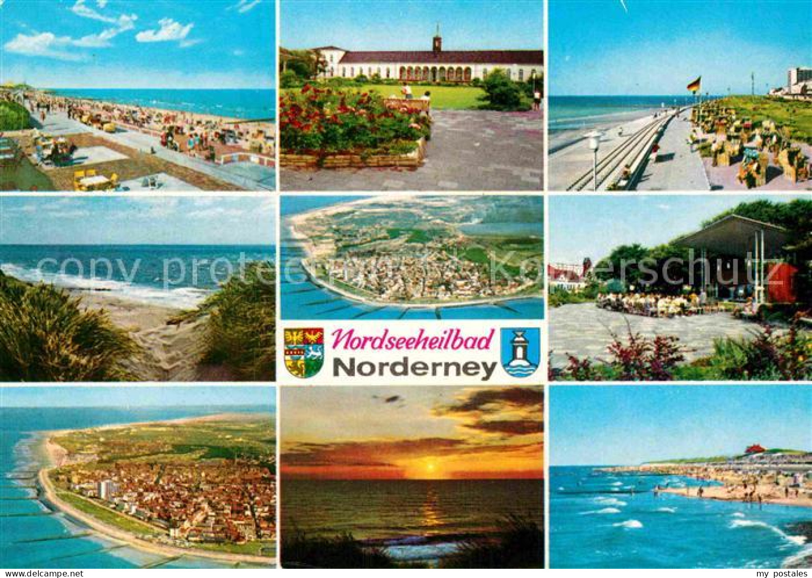 72876916 Norderney Nordseebad Strand Fliegeraufnahme Sonnenuntergang Promenade N - Norderney