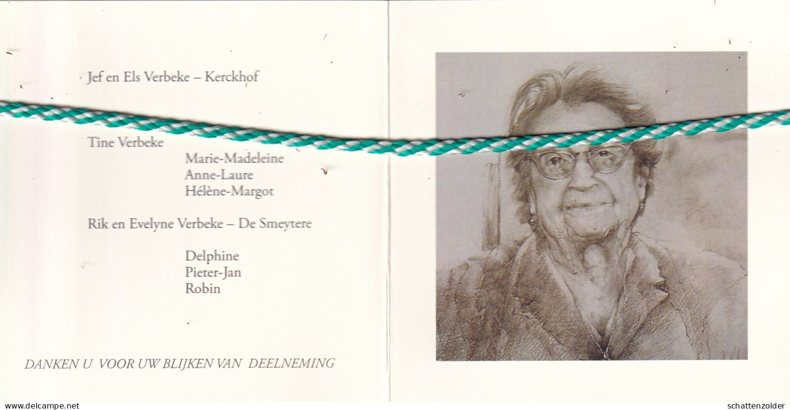 Valentine Strobbe-Kerckhof, Ingelmunster 1902, Izegem 2009. Honderdjarige. Foto Tekening - Obituary Notices