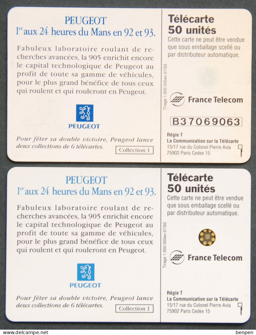 Télécartes PEUGEOT 24 Heures Du Mans 93 1993 Automobile Lion Voiture Course Endurance 50U France Telecom ESSO Juin - Unclassified