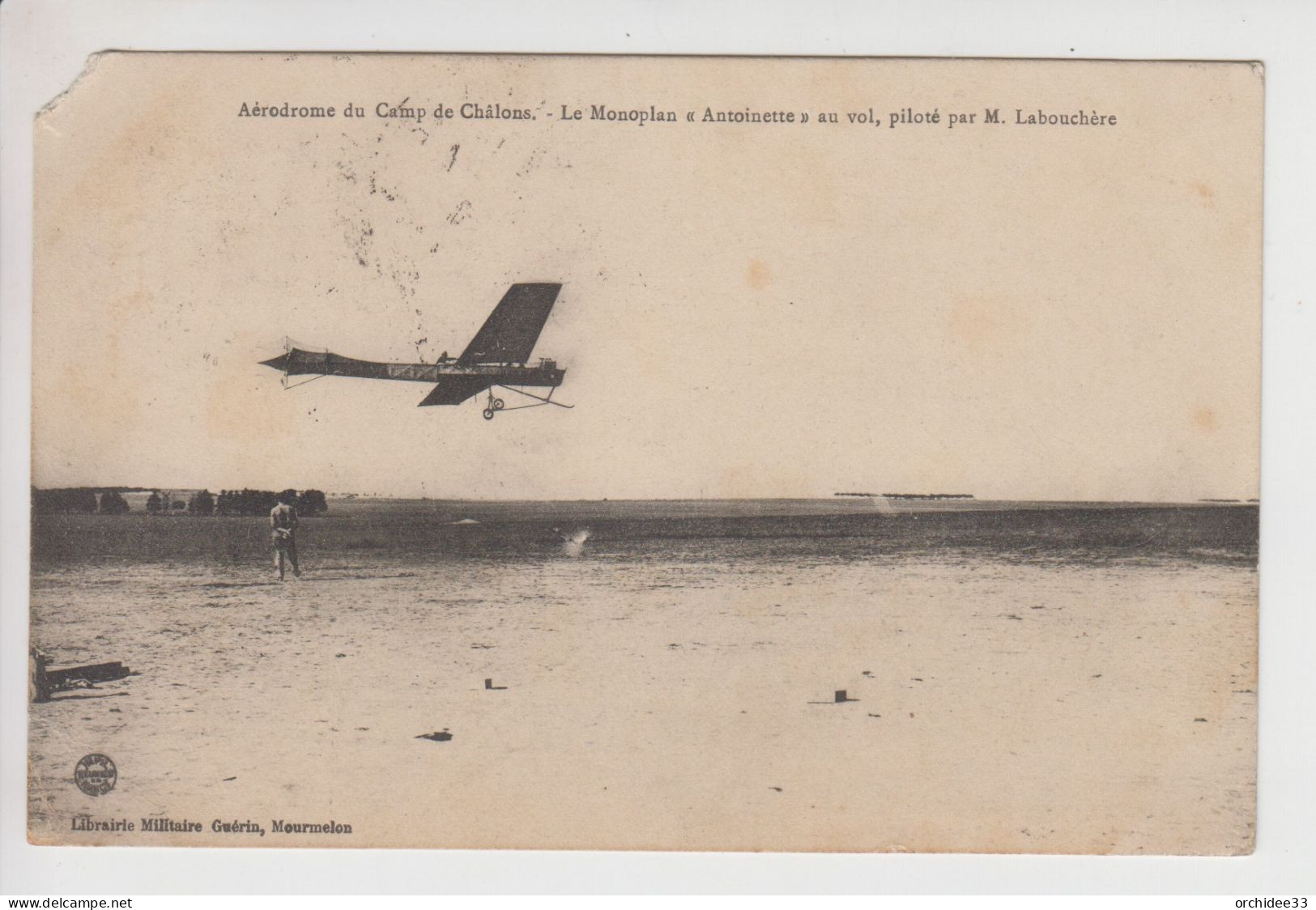 CPA Aérodrome Du Camp De Châlons - Le Monoplan "Antoinette" Au Vol, Piloté Par M. Labouchère - Chalon Sur Saone