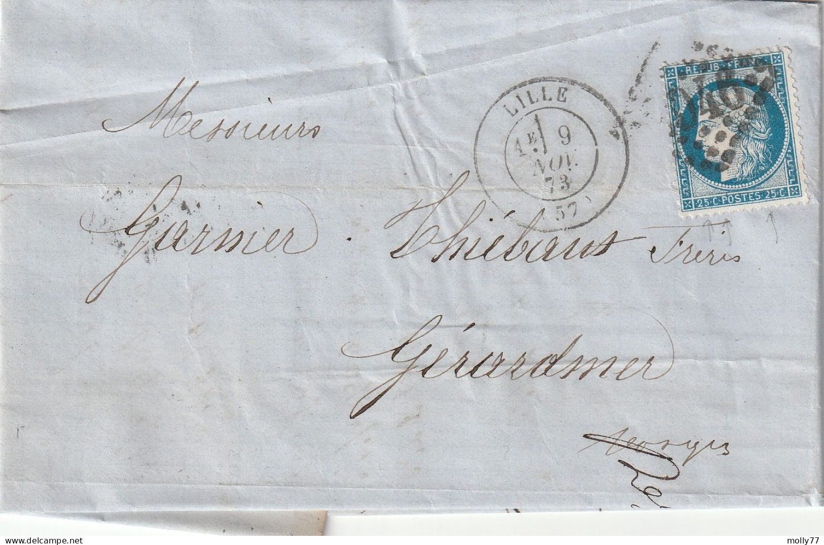 Lettre De Lille à Gérardmer LAC - 1849-1876: Période Classique