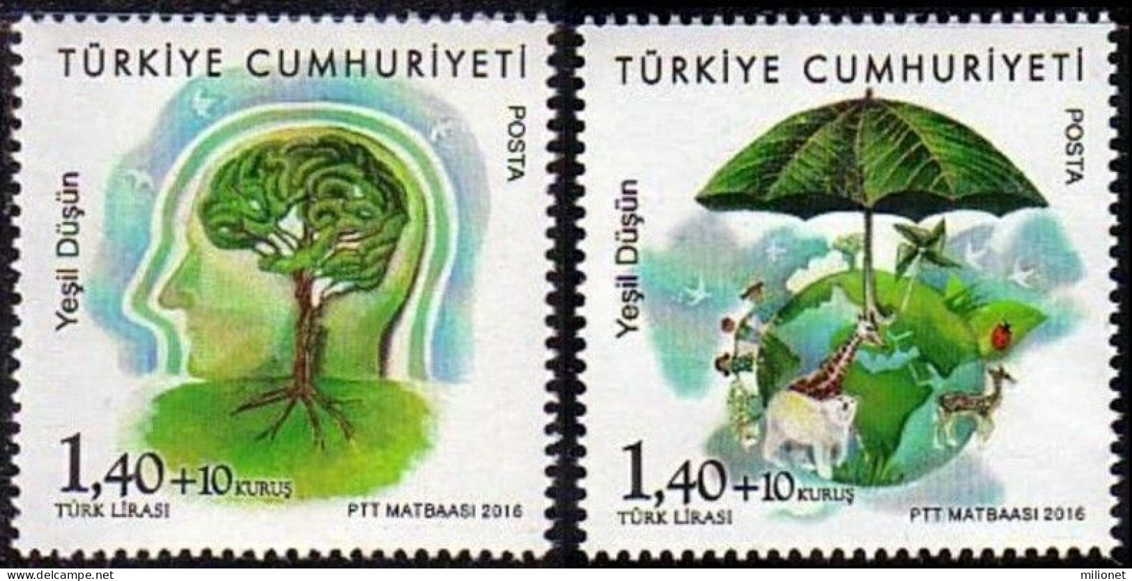 SALE!!! TURQUÍA TURKEY TURQUIE TÜRKEI 2016 EUROPA CEPT Think Green 2 Stamps Set MNH ** - 2016