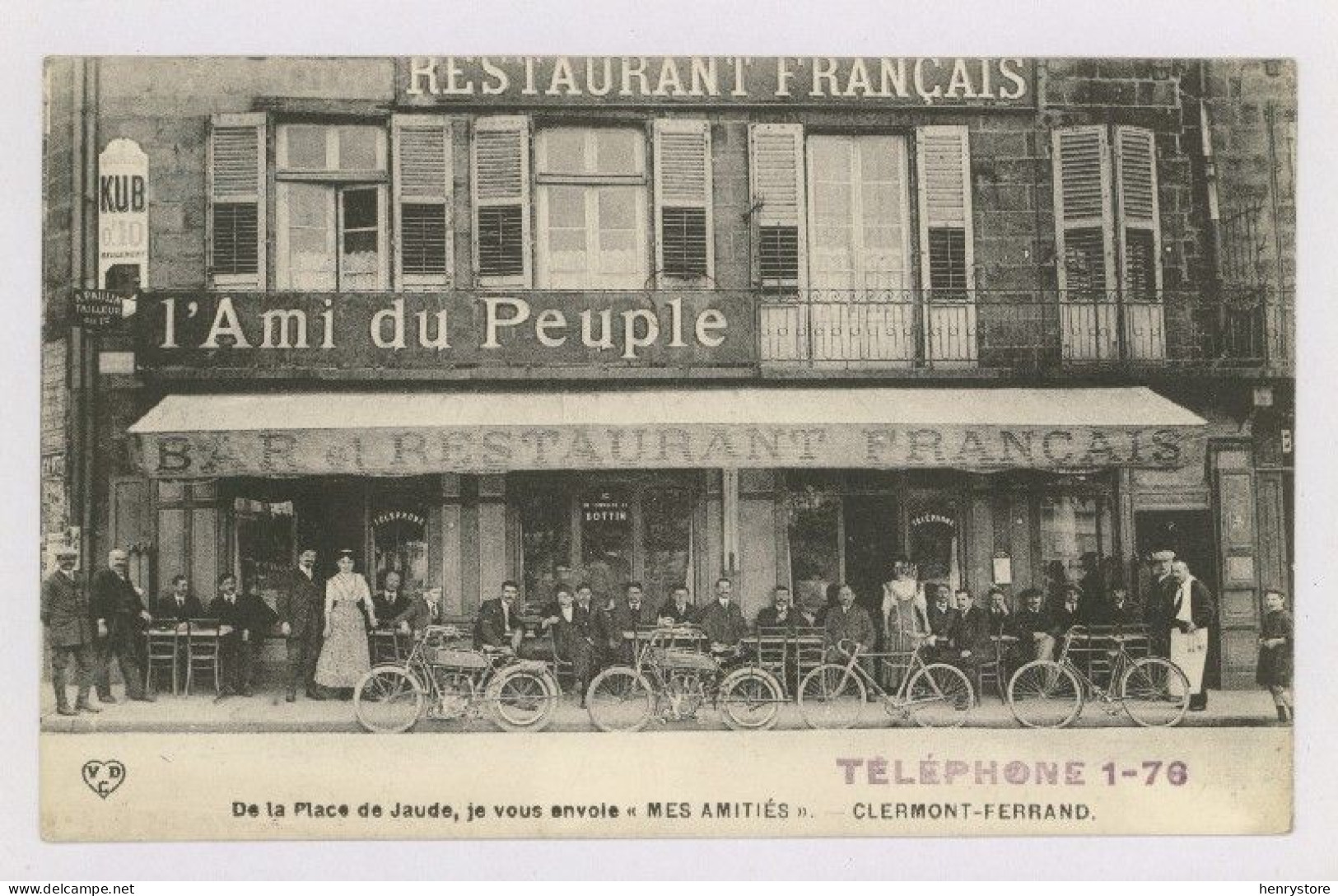 CLERMONT-FERRAND : Place De Jaude, Bar Et Restaurant Français - L'Ami Du Peuple, Vélos à Moteur (z3735) - Clermont Ferrand