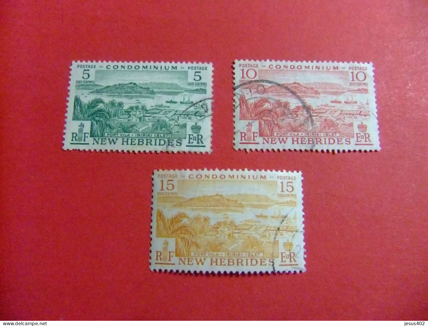 55 NEW HEBRIDES 1957 / PAISAJE / YVERT 186 / 188 FU - Usati