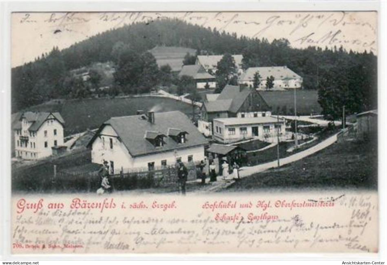 39029308 - Baerenfels Mit Scharfs Gasthaus U. Kgl. Oberforstmeisterei Gelaufen Und Bahnpoststempel Von 1901, Zug Nr. 29 - Altenberg