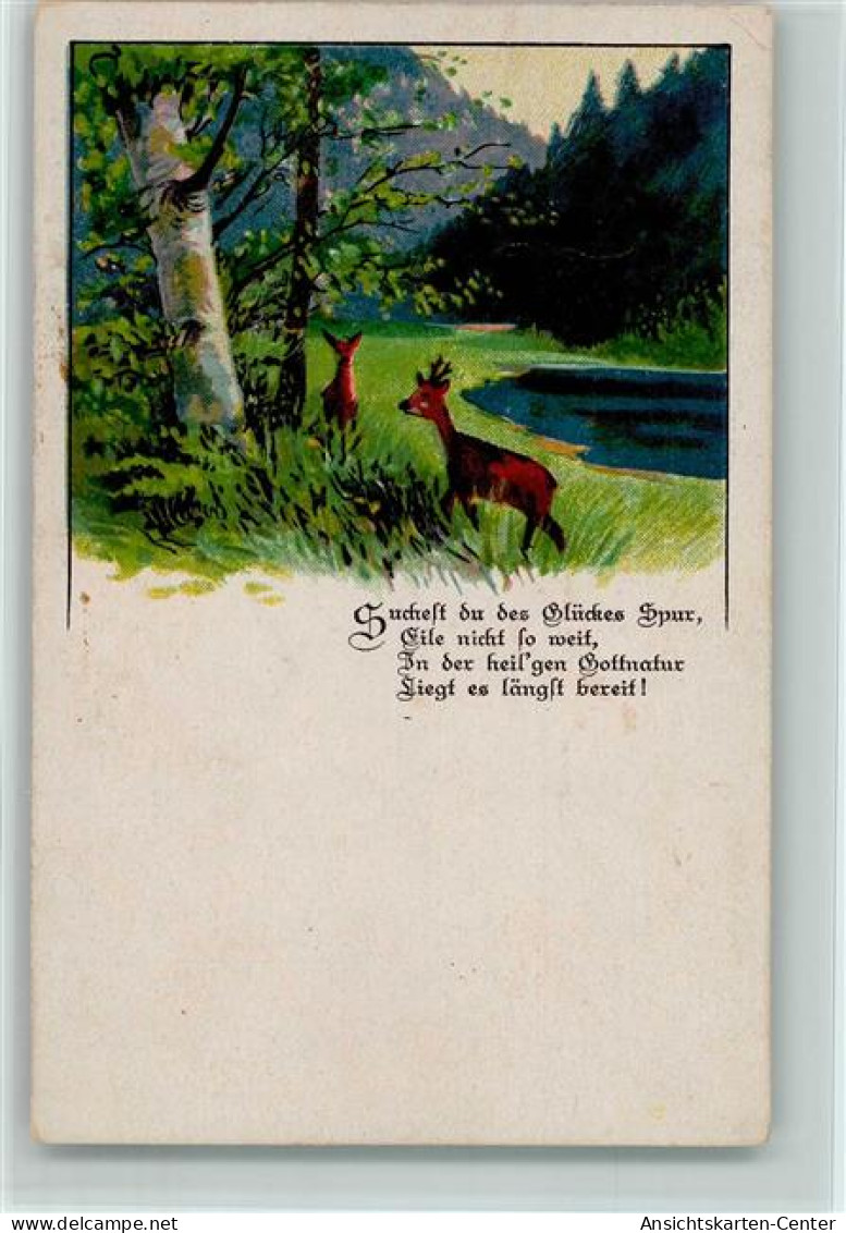 12090108 - Jagdtiere Gedicht - Rehe Am See Ca 1915 AK - Autres & Non Classés