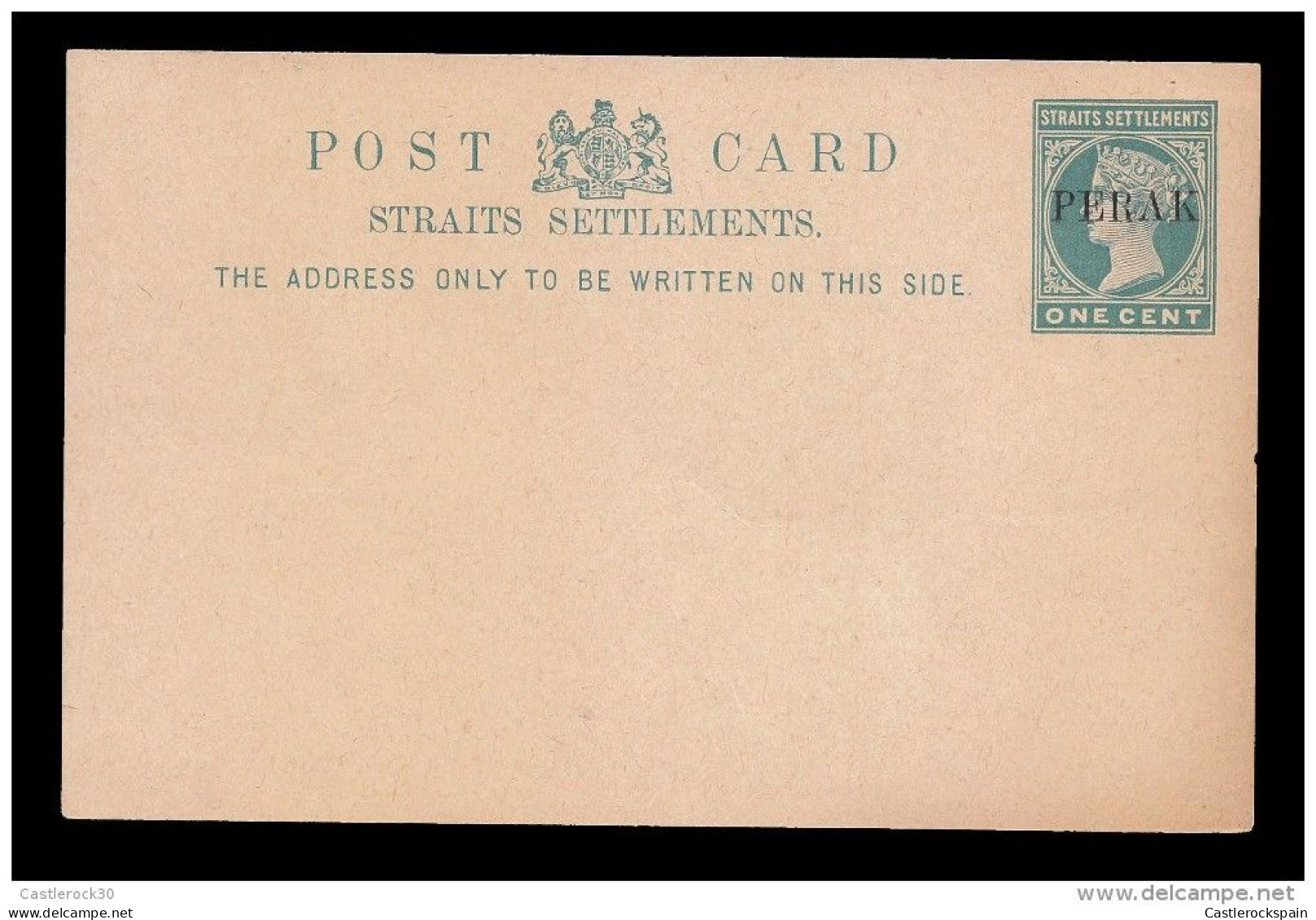 RE)1887 GREAT BRITAIN, PERAK SHAITS SETTEMENTS, POSTAL STATIONERY, XF - Sonstige & Ohne Zuordnung