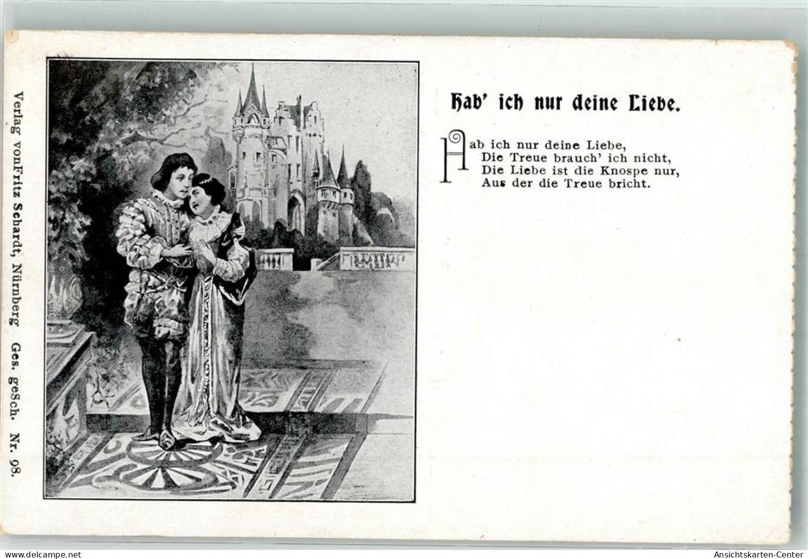 39872308 - Liebespaerchen Vor Einem Praechtigen Schloss Verlag Fritz Schardt Nr. 98 - Geschichte