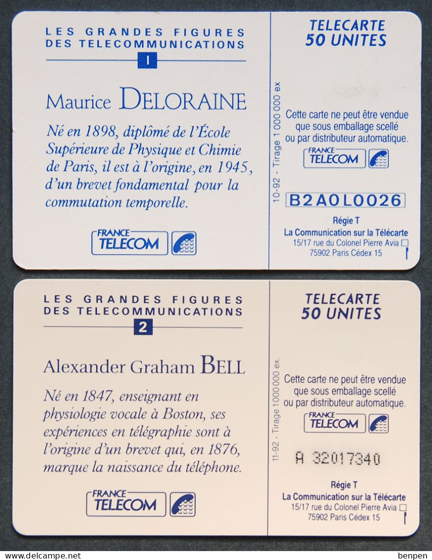 Télécartes Maurice DELORAINE A.Graham BELL 1993 Figures Télécommunications Téléphone Télégraphie 50U France Telecom - Sin Clasificación