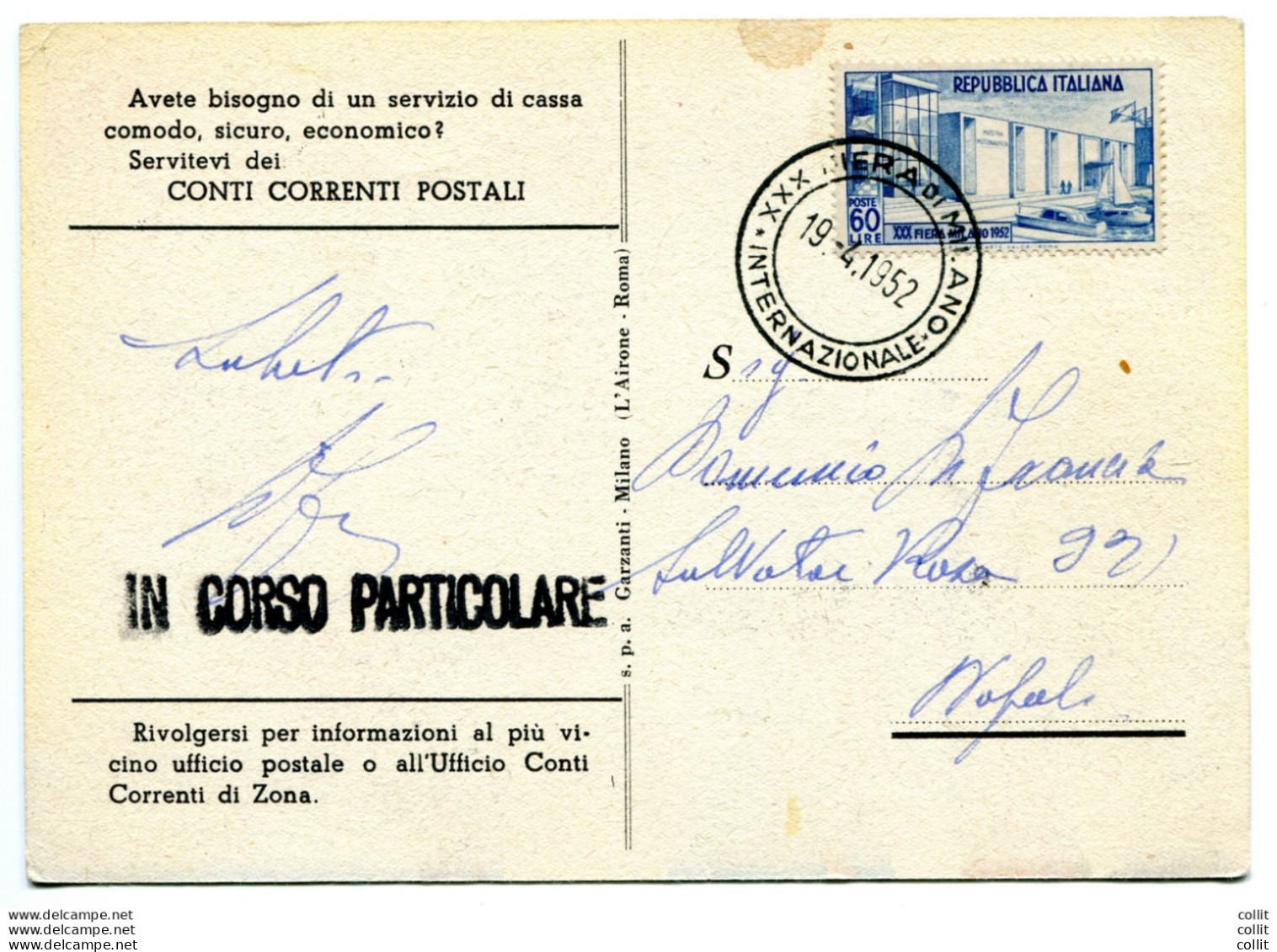 Milano '52 Isolato Su Cartolina Pubblicitaria - 1946-60: Poststempel