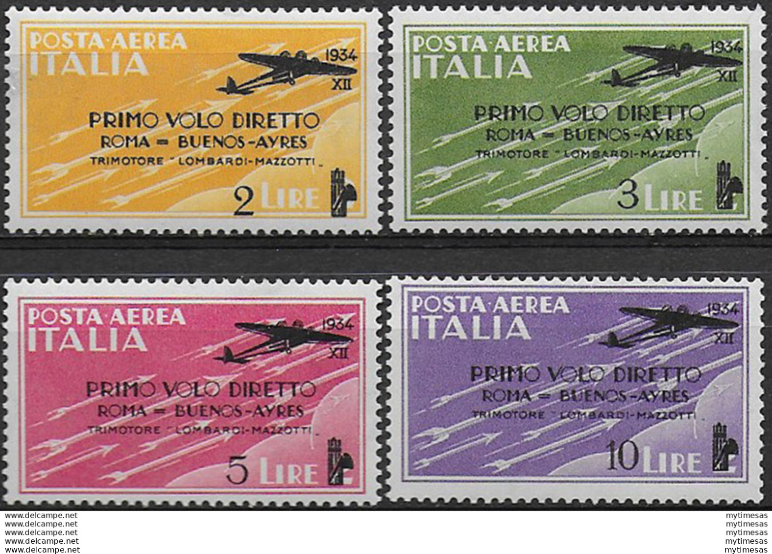 1934 Italia Roma-Buenos Aires 4v. MNH Sassone A N. 56/59 - Andere & Zonder Classificatie