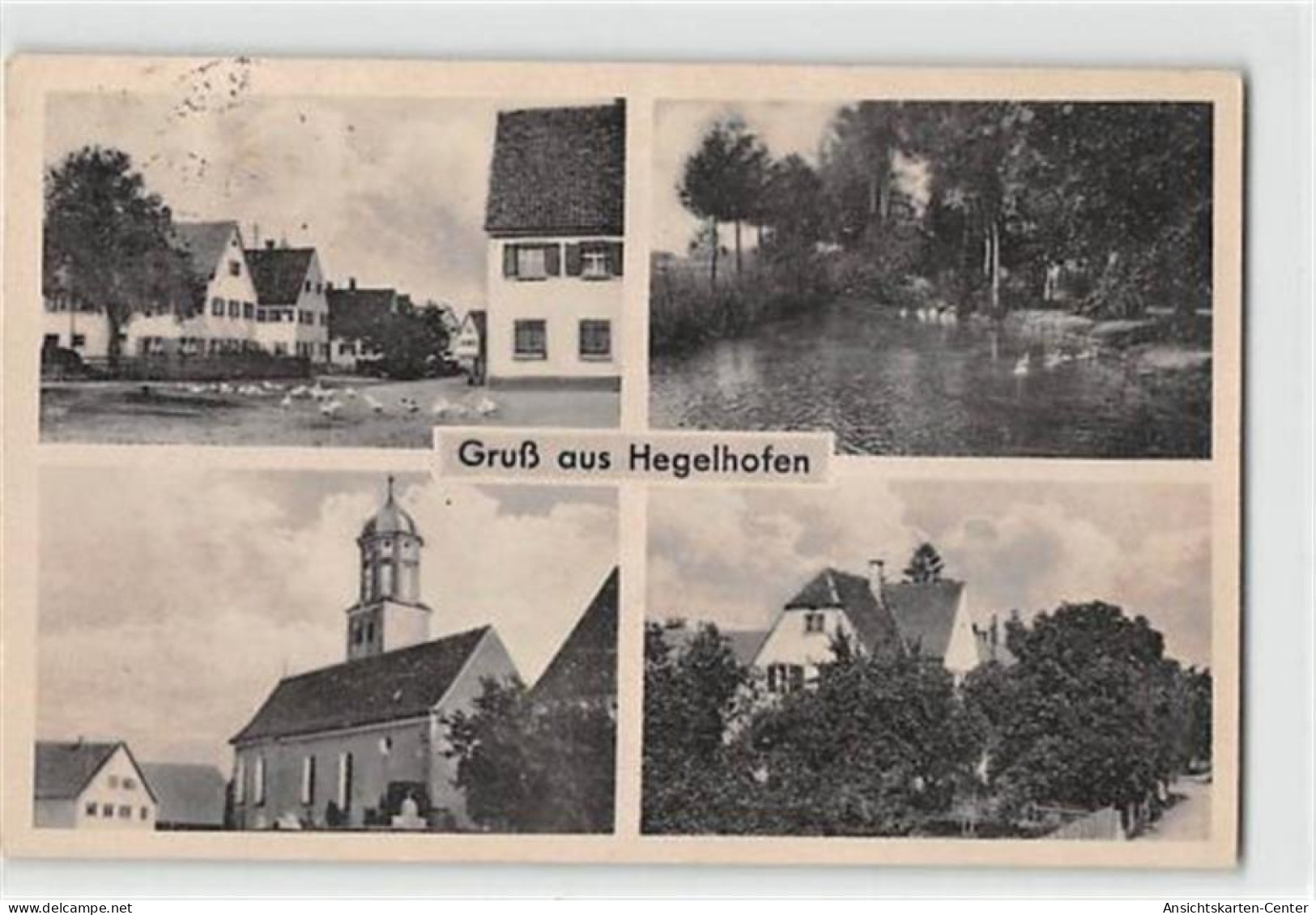 39126608 - Hegelhofen Mit Kirche Und Strassenpartie Gelaufen. Leichte Stempelspuren, Sonst Gut Erhalten - Other & Unclassified