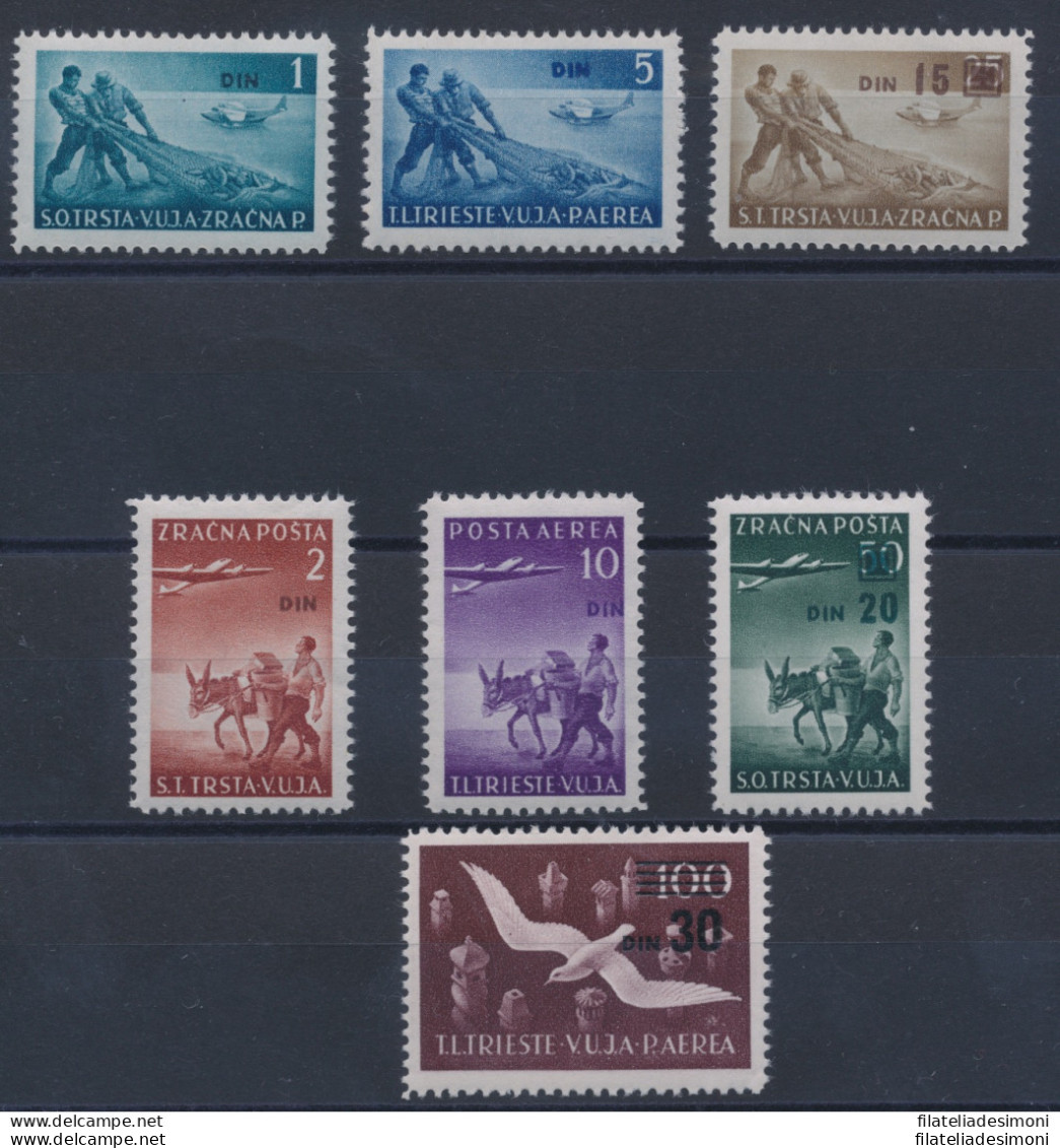 1949 TRIESTE B, Posta Aerea, N.10/16, Soprastampa Din, 7 Valori, MNH** - Andere & Zonder Classificatie