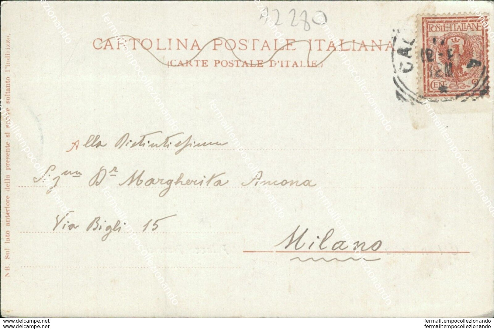 Az280 Cartolina Caltanisetta Citta' Palazzo Provinciale 1904 - Caltanissetta