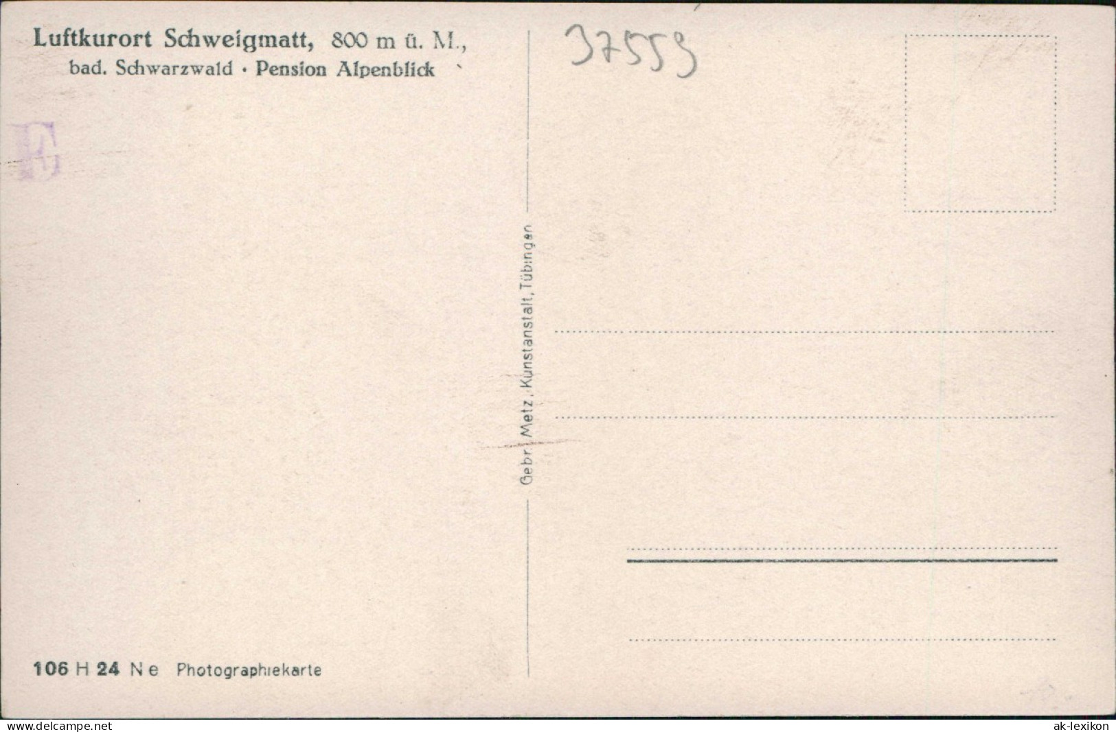 Ansichtskarte Schweigmatt Schwarzwald Pension Alpenblick 1930 - Other & Unclassified