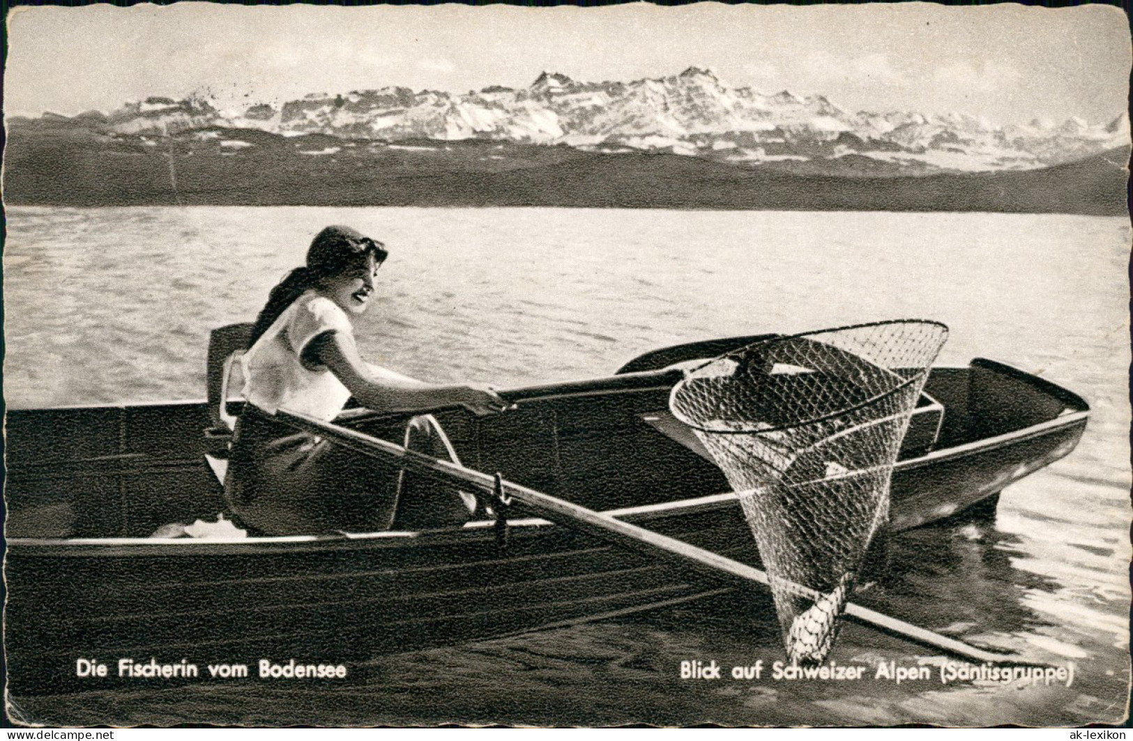 Die Fischerin Vom Bodensee Blick Auf Schweizer Alpen Säntisgruppe 1958 - Fischerei