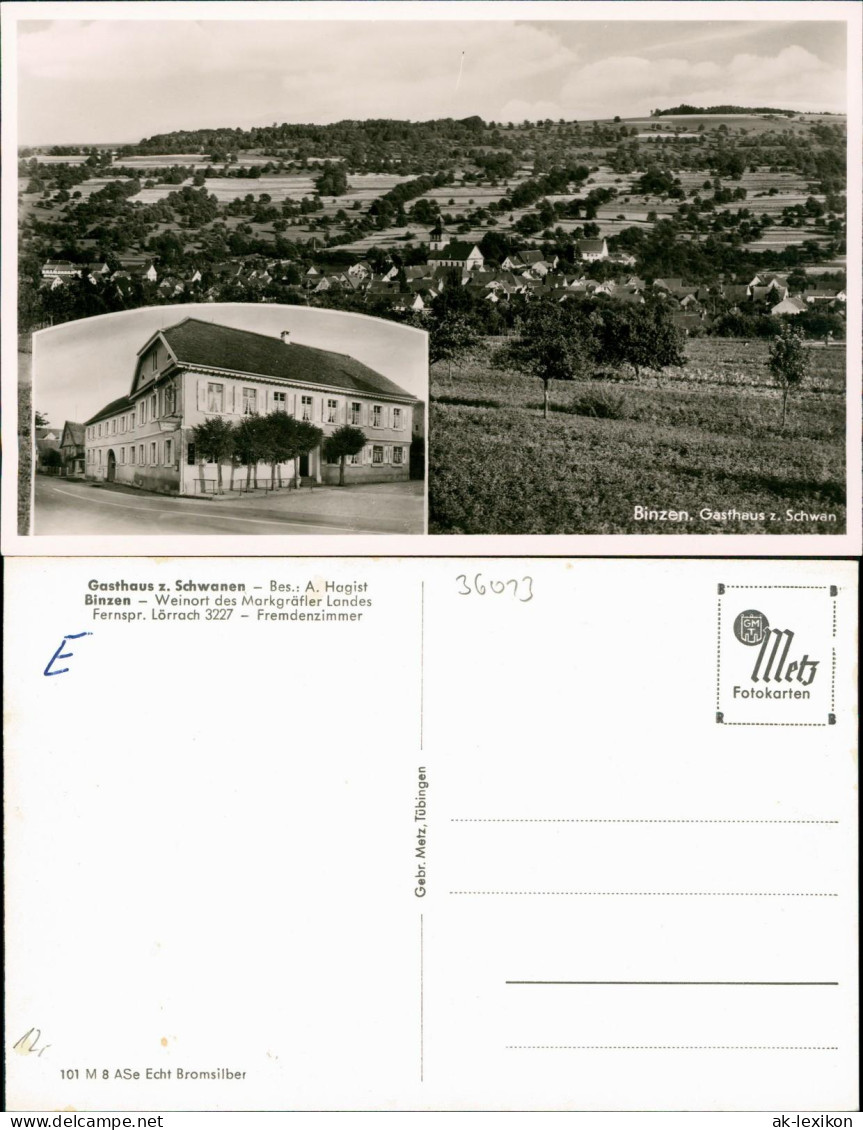 Ansichtskarte Binzen (Lk Lörrach) 2 Bild Gasthaus Zum Schwan, Stadt 1932 - Other & Unclassified