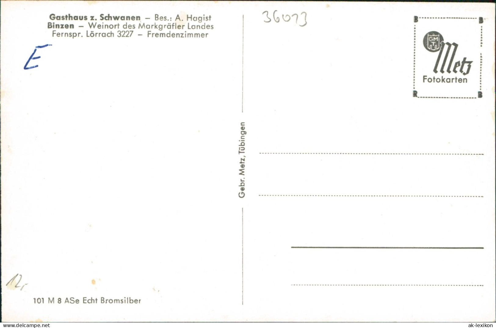 Ansichtskarte Binzen (Lk Lörrach) 2 Bild Gasthaus Zum Schwan, Stadt 1932 - Sonstige & Ohne Zuordnung