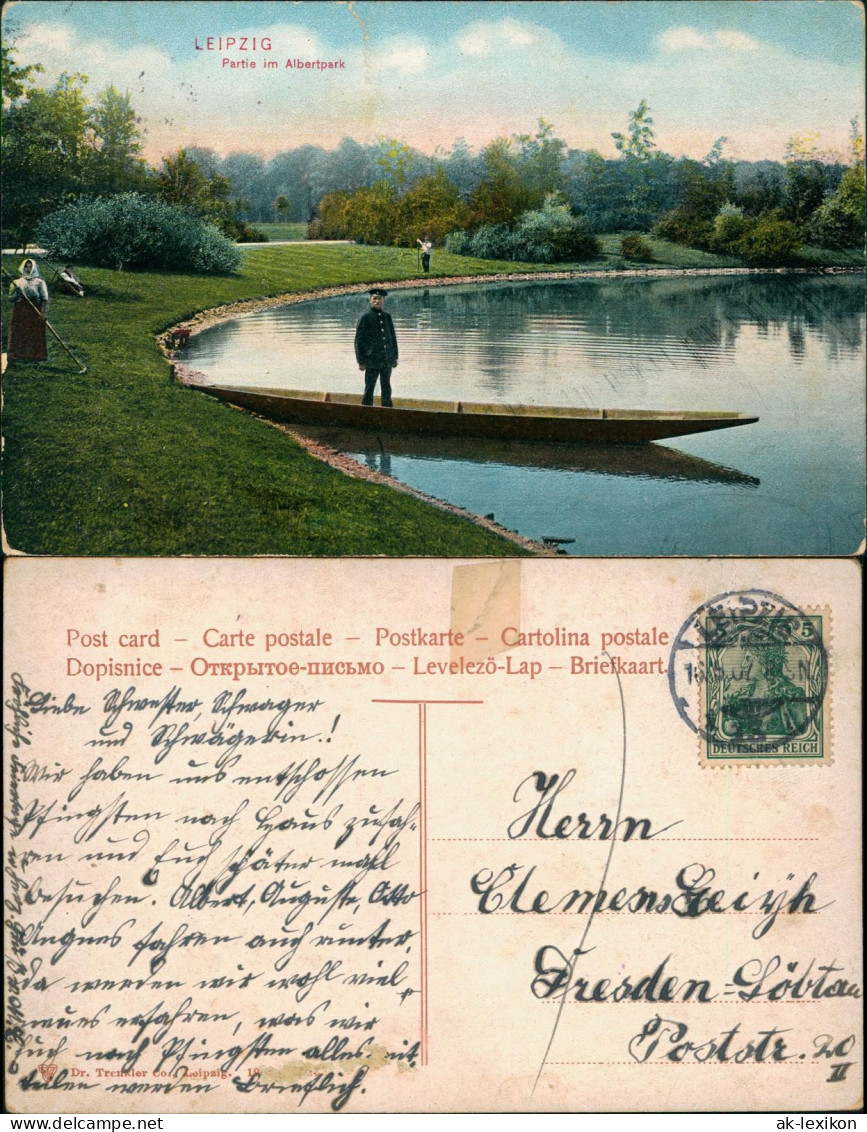 Ansichtskarte Leipzig König Albert Park (Albertpark) - Boot 1907 - Leipzig