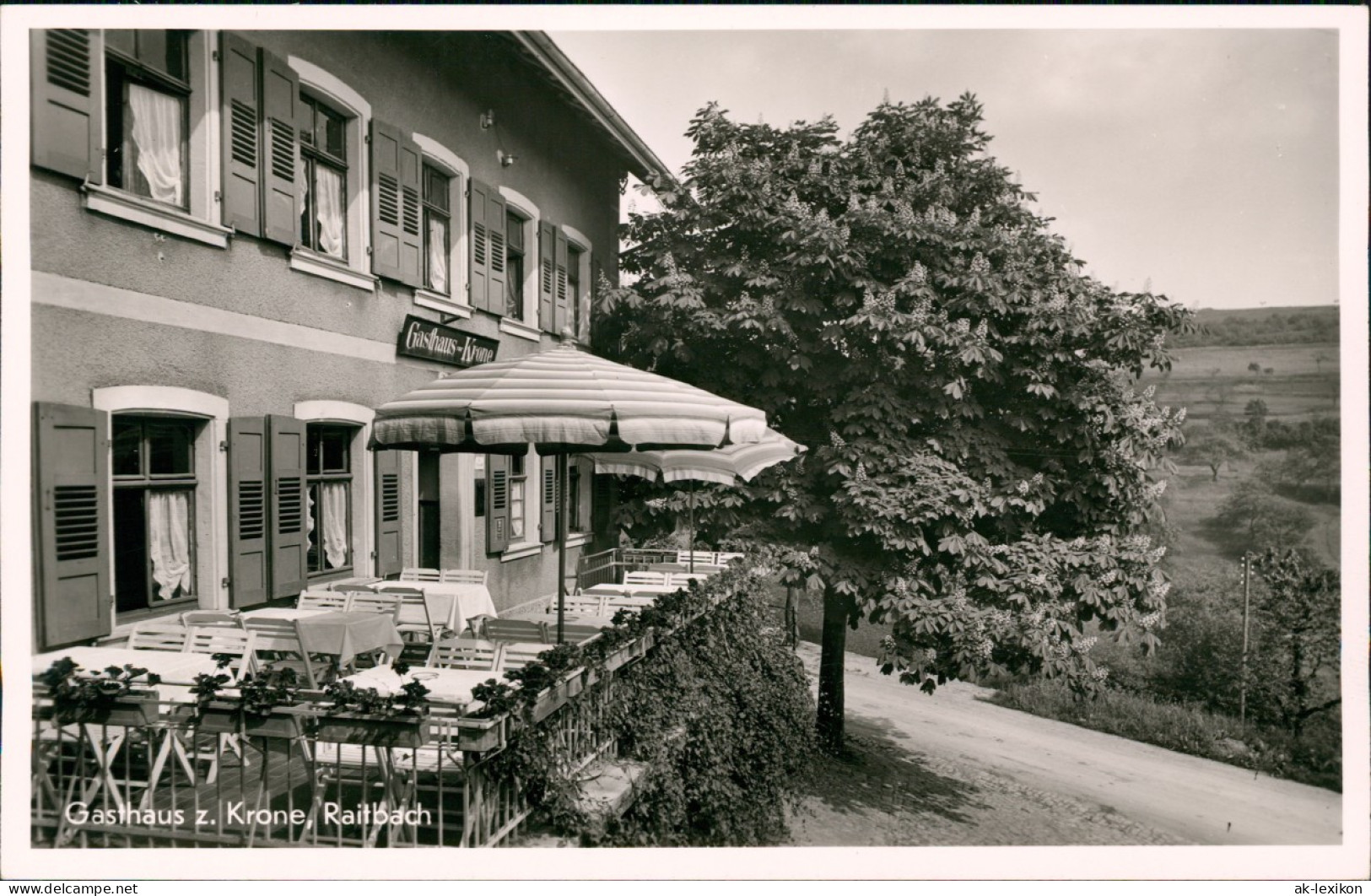 Ansichtskarte Raitbach-Schopfheim Gasthaus Z. Krone - Terrasse 1953 - Schopfheim