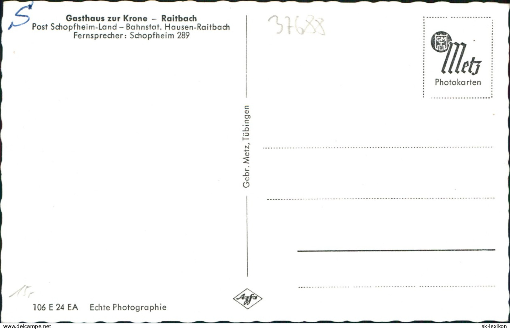 Ansichtskarte Raitbach-Schopfheim Gasthaus Zur Krone - Raitbach 1962 - Schopfheim