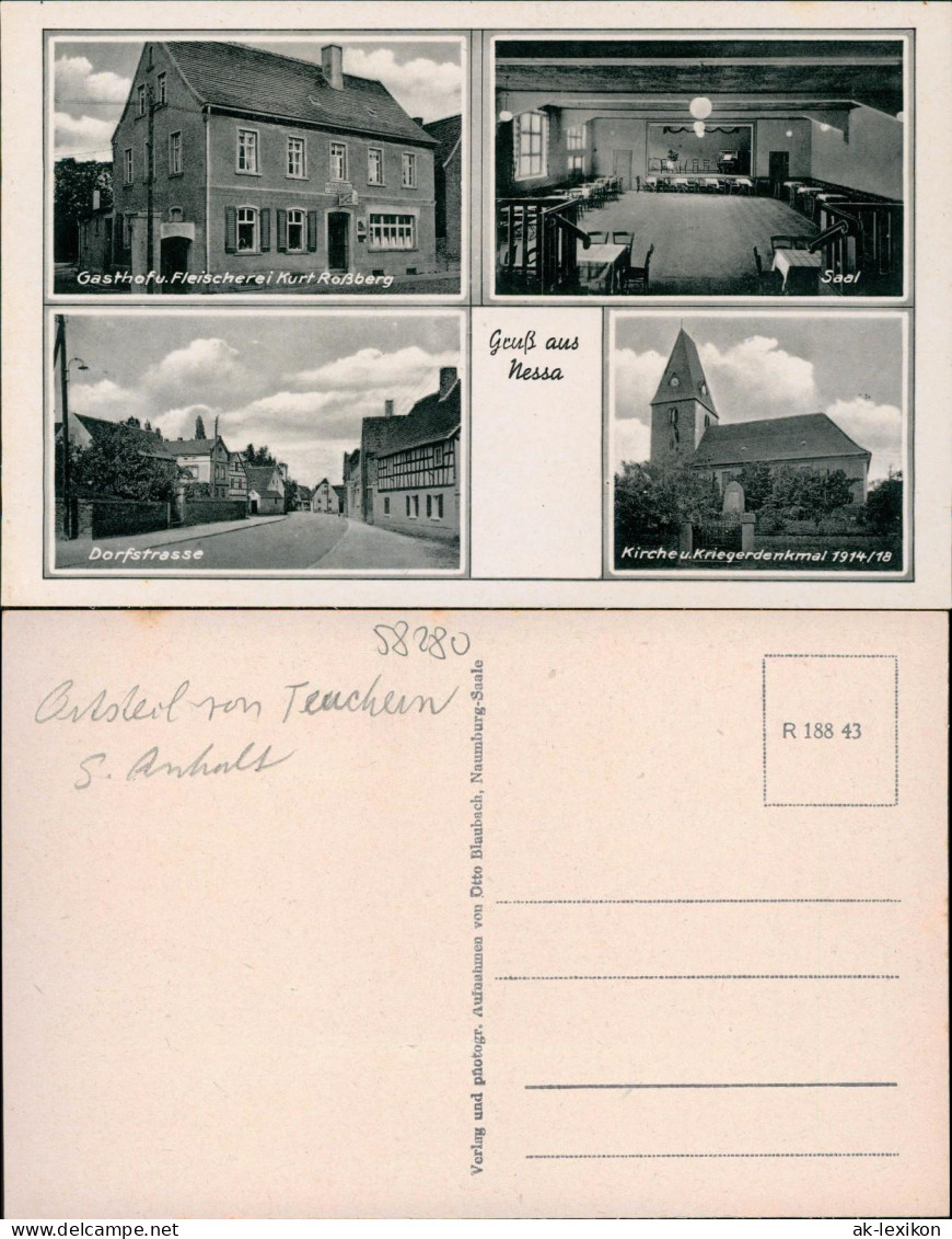 Ansichtskarte Nessa Gasthofu. Fleischerei Kurt Roßberg Dorfstrasse 1928 - Other & Unclassified