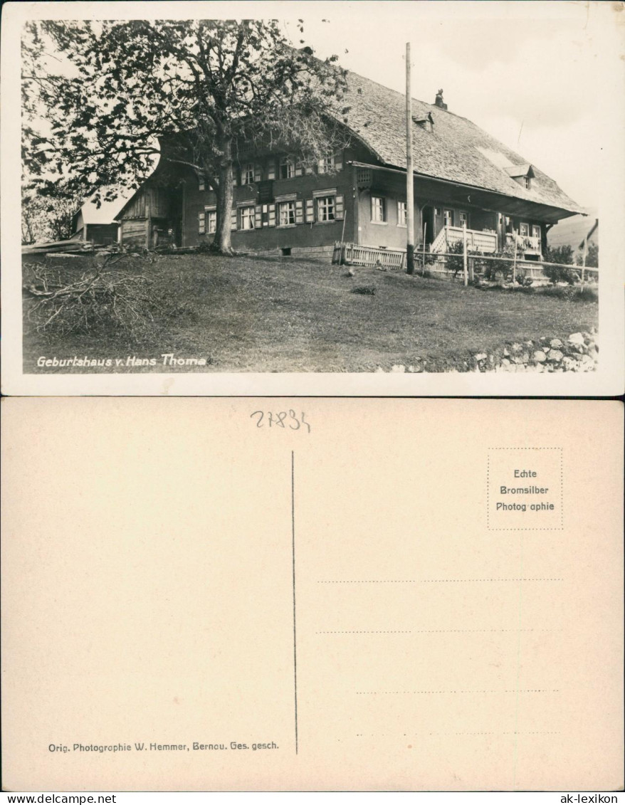 Ansichtskarte Bernau Im Schwarzwald Geburtshaus V. Hans Thoma - Fotokarte 1939 - Other & Unclassified