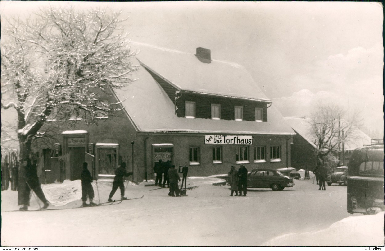 Torfhaus (Harz)-Altenau Torfhaus - Skiläufer, Autos Im Winter 1957 - Altenau