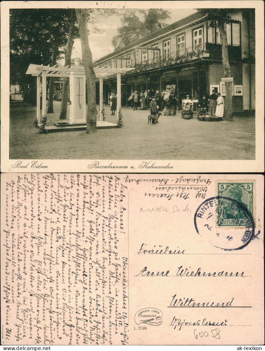 Ansichtskarte Bad Eilsen Roccabrunnen U. Kolonnaden. 1916  Gel. Bahnpoststempel - Sonstige & Ohne Zuordnung