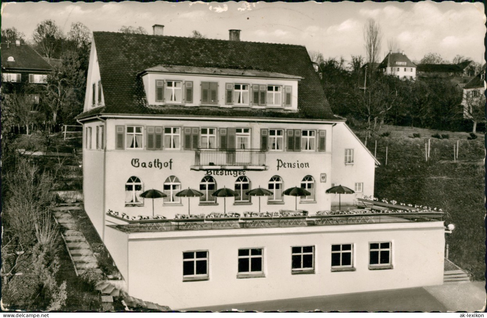 Ansichtskarte Überlingen Cafe Restaurant Biesinger 1959 - Überlingen