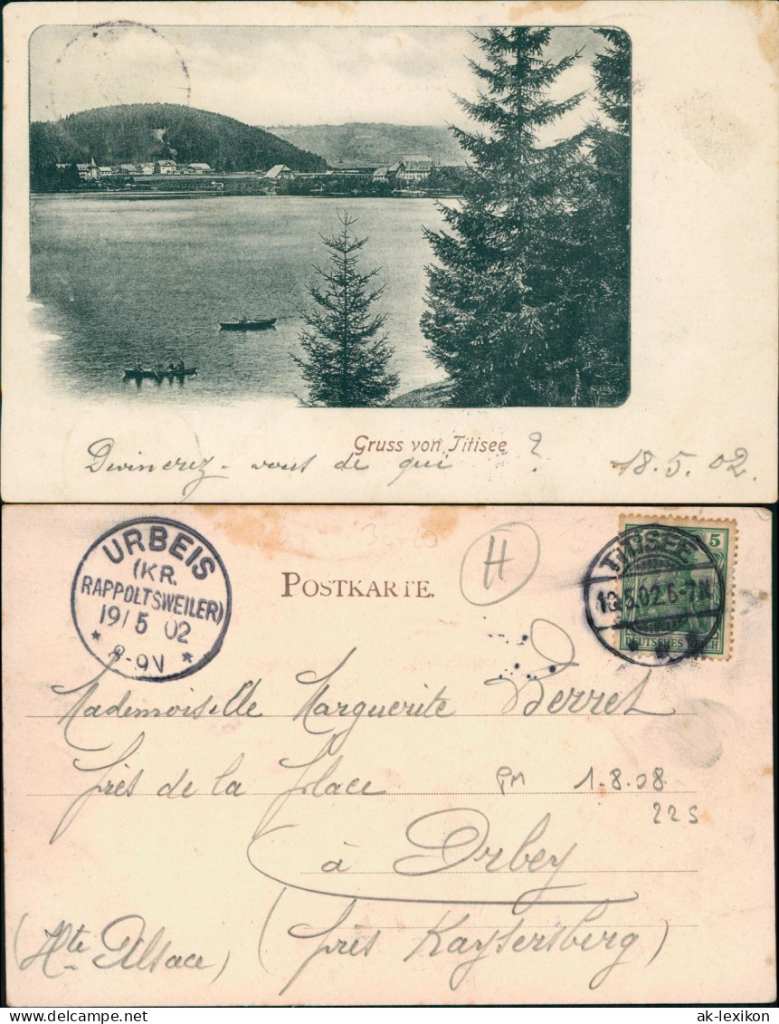 Ansichtskarte Titisee Totale 1902  Gel. Nach Urbeis Rappoltsweiler - Other & Unclassified