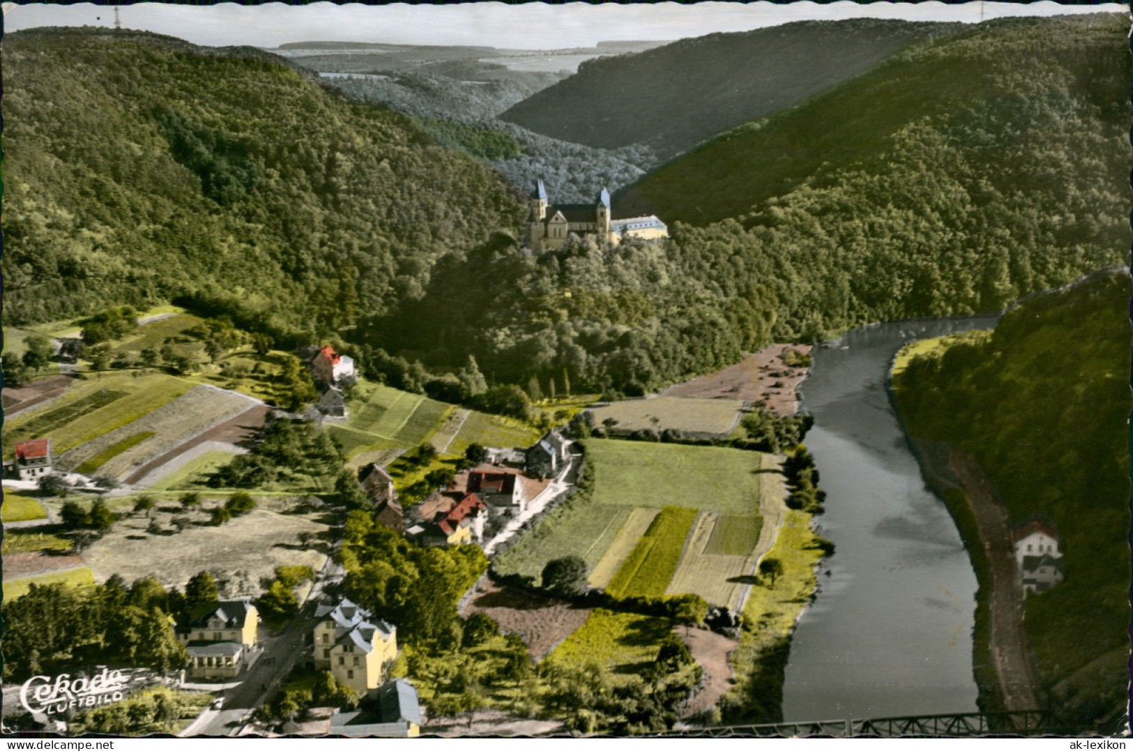 Ansichtskarte Obernhof (Lahn) Luftbild - Colorfoto 1956 - Sonstige & Ohne Zuordnung