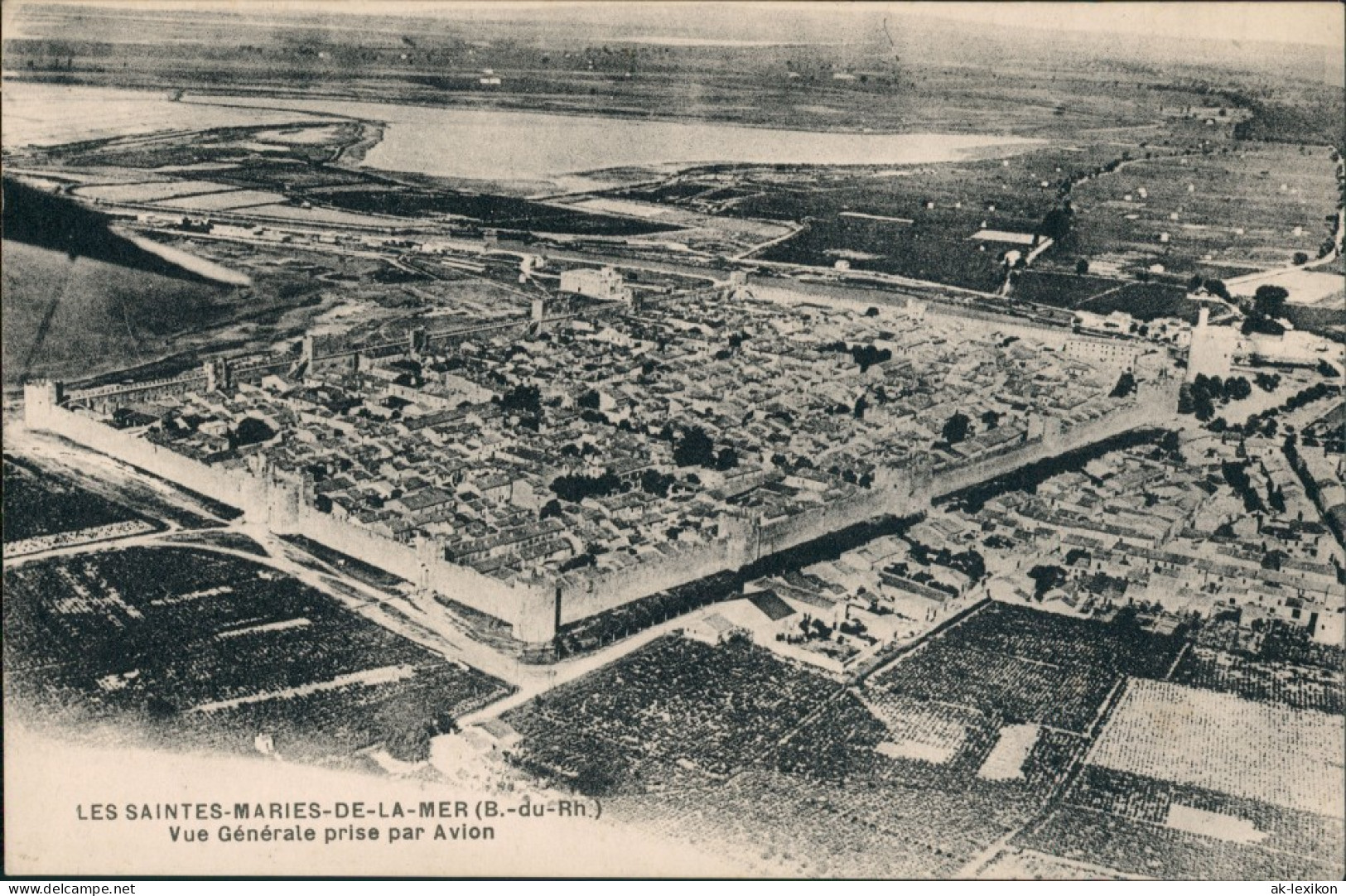 Aigues-Mortes Vue Générale Prise Par Avion (seltene Frühe Luftaufnahme) 1920 - Otros & Sin Clasificación