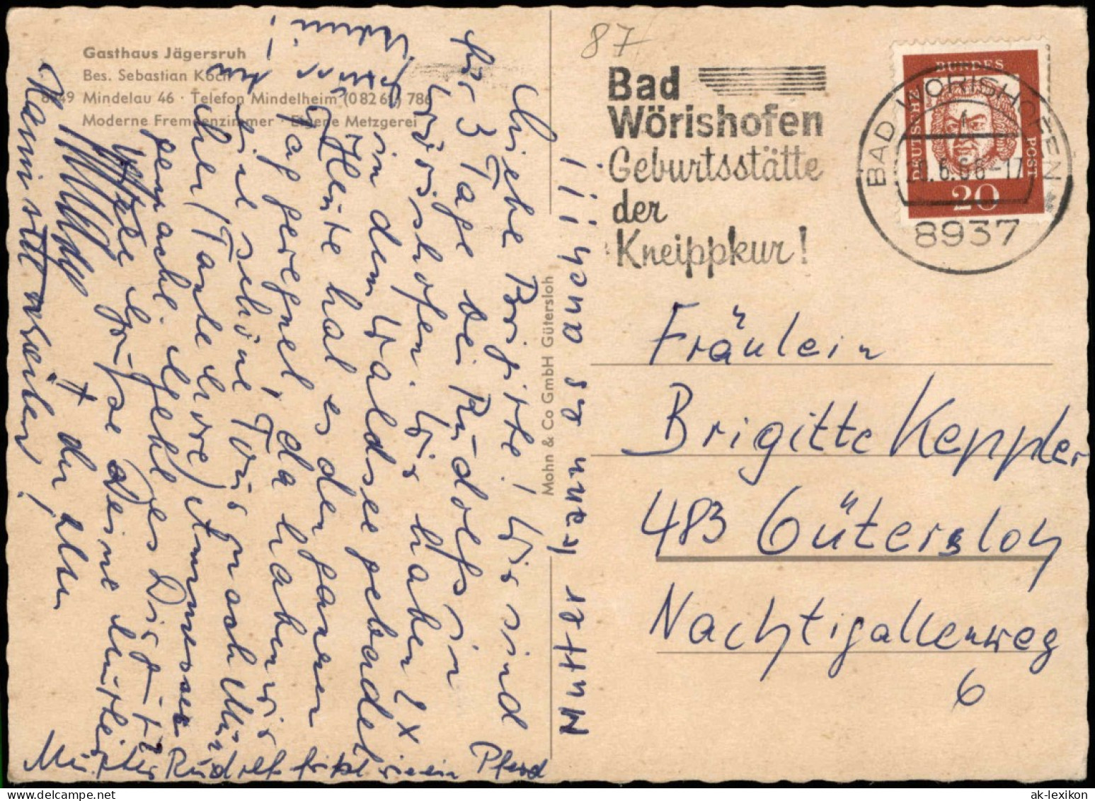 Ansichtskarte Mindelau-Mindelheim Gasthaus Jägersruh 1966 - Other & Unclassified