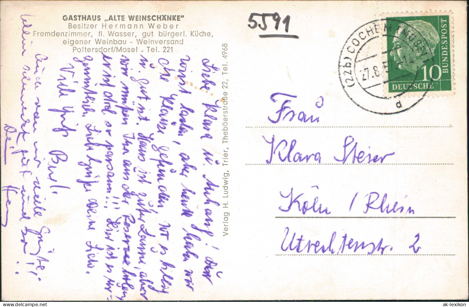 Ansichtskarte Ellenz-Poltersdorf Gasthaus "Alte Weinschänke" 1957 - Sonstige & Ohne Zuordnung