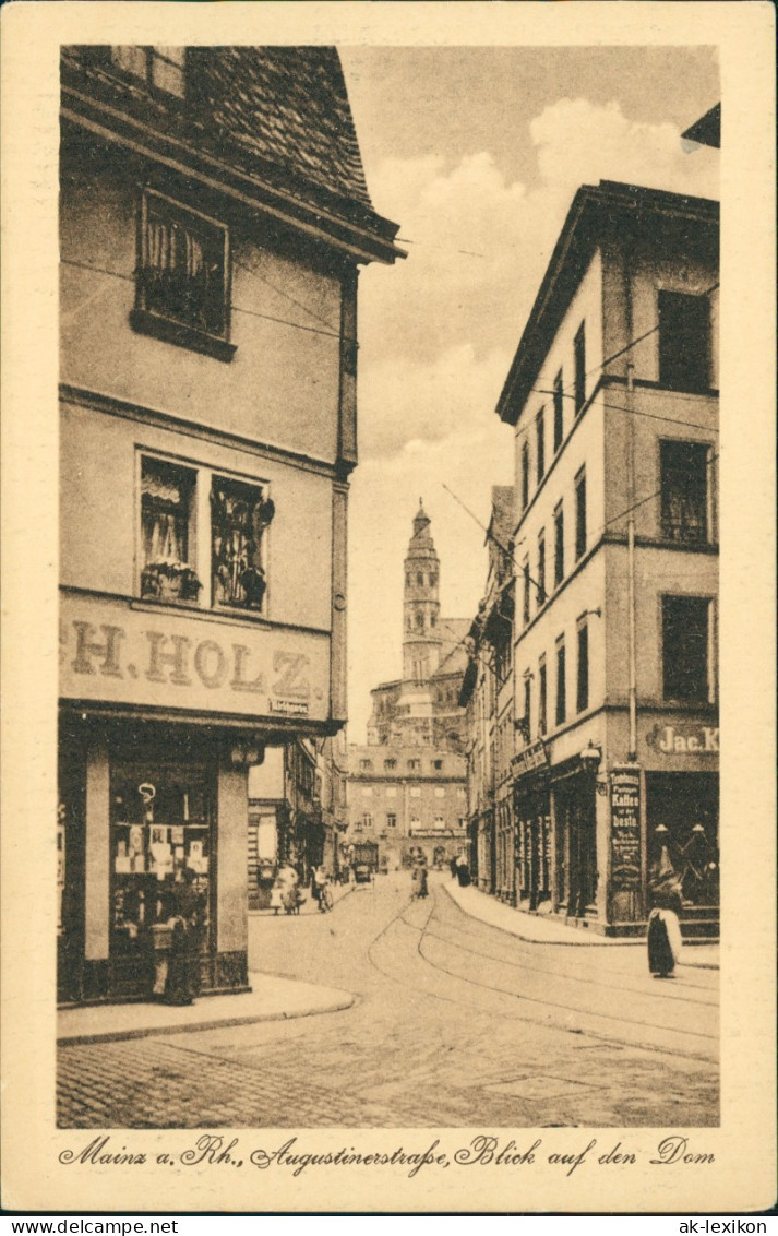 Ansichtskarte Mainz Augustinerstraße, Geschäfte 1922 - Mainz