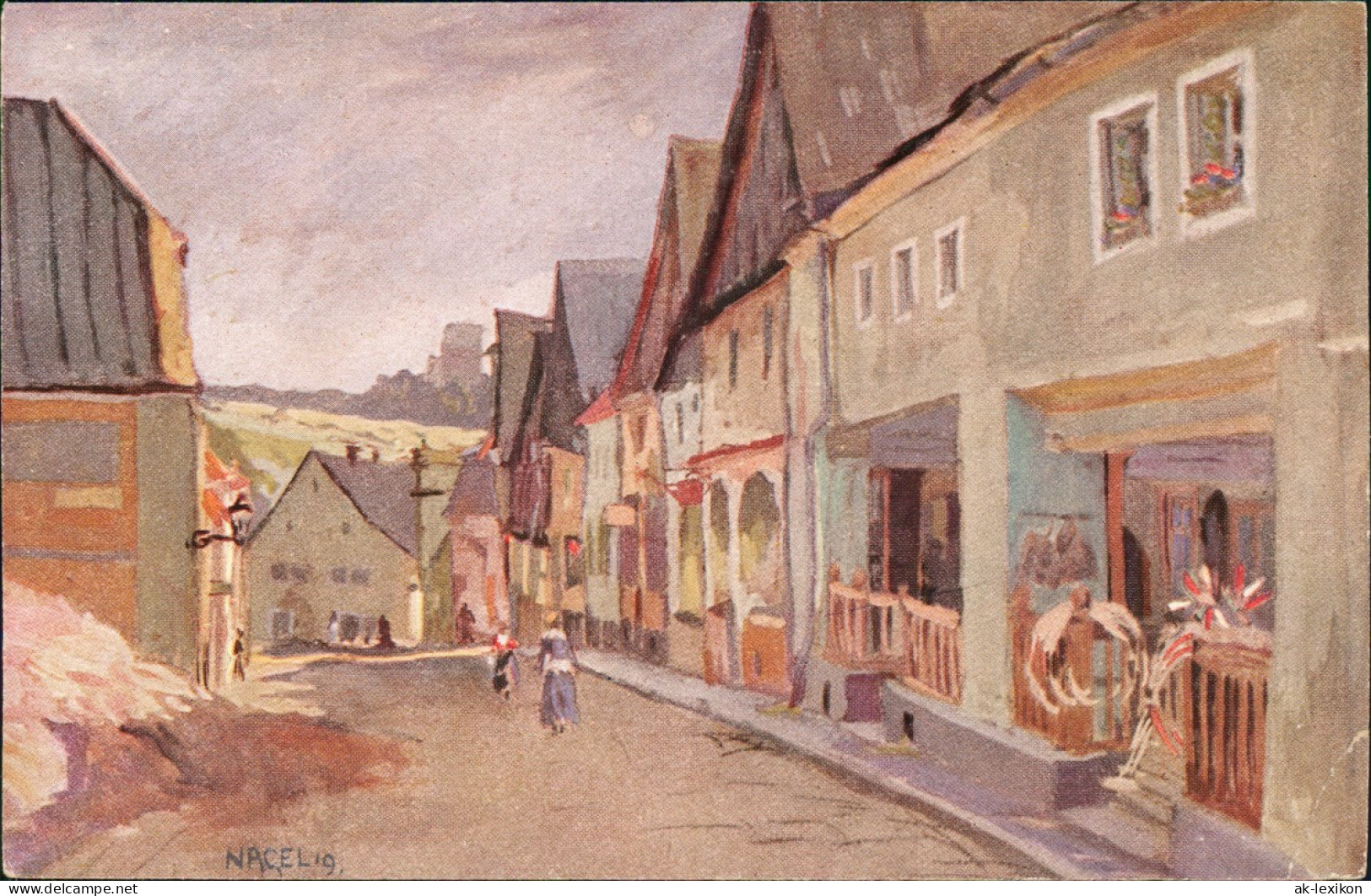 Postcard Bolkenhain Bolków Straßenpartie - Niederlauben 1923 - Schlesien