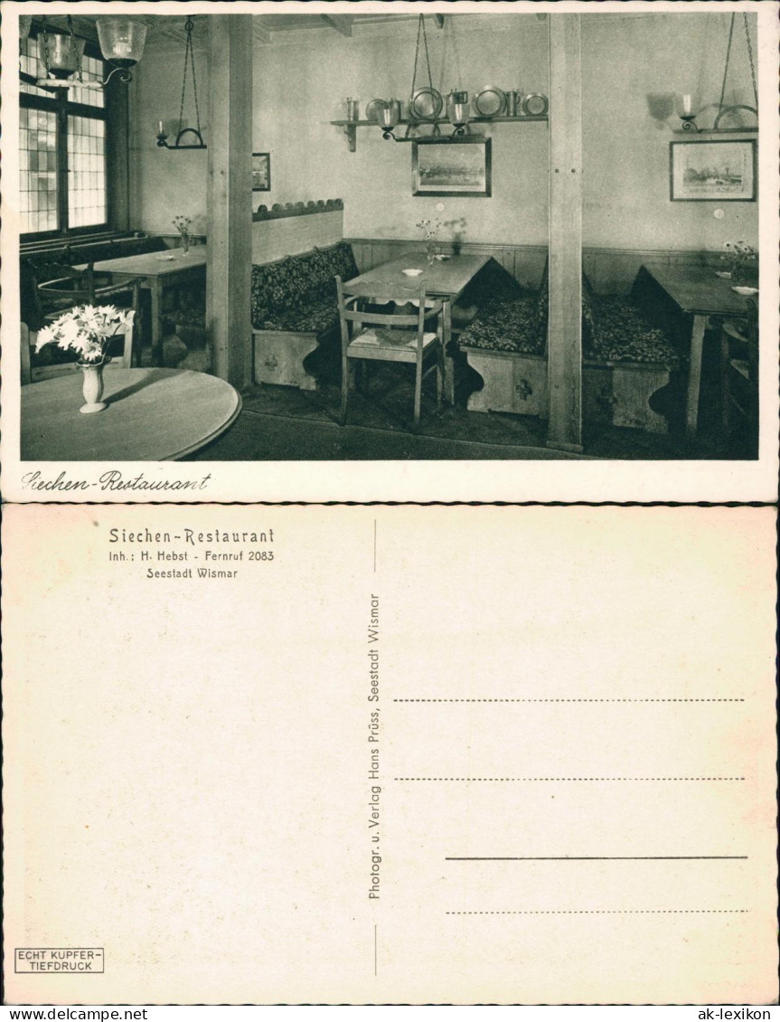 Ansichtskarte Wismar Siechen-Restaurant, Gastraum 1928 - Wismar