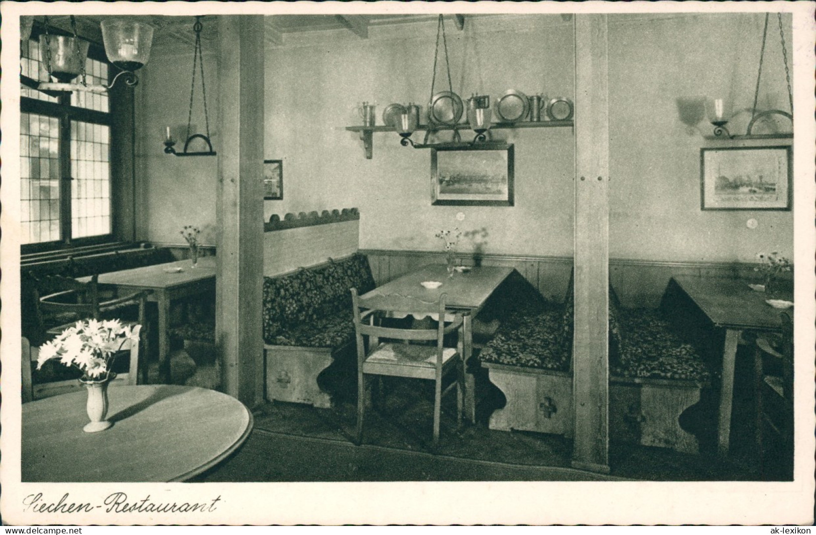 Ansichtskarte Wismar Siechen-Restaurant, Gastraum 1928 - Wismar