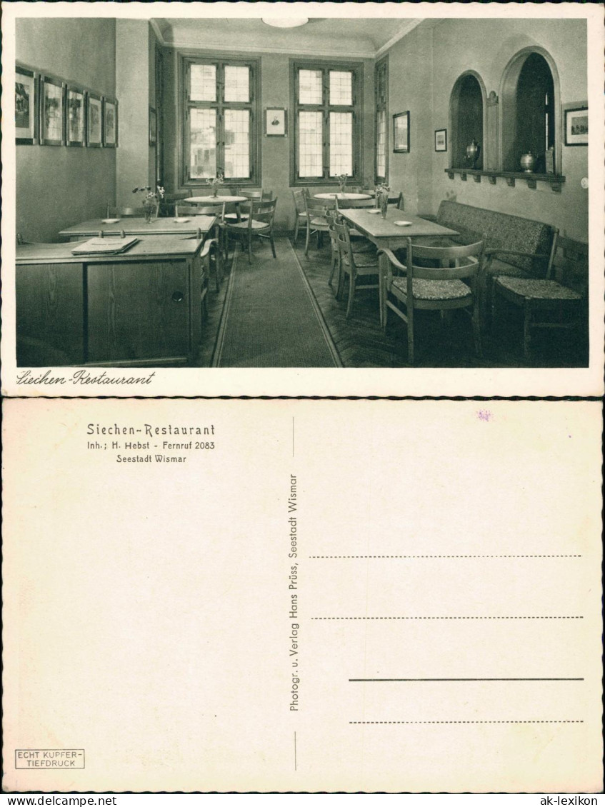 Ansichtskarte Wismar Siechen-Restaurant, Innenansicht 1928 - Wismar