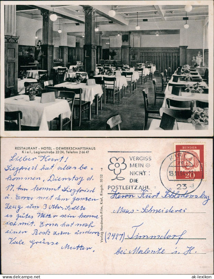Kiel RESTAURANT - HOTEL GEWERKSCHAFTSHAUS Legienstraße 22/24 1964 - Sonstige & Ohne Zuordnung