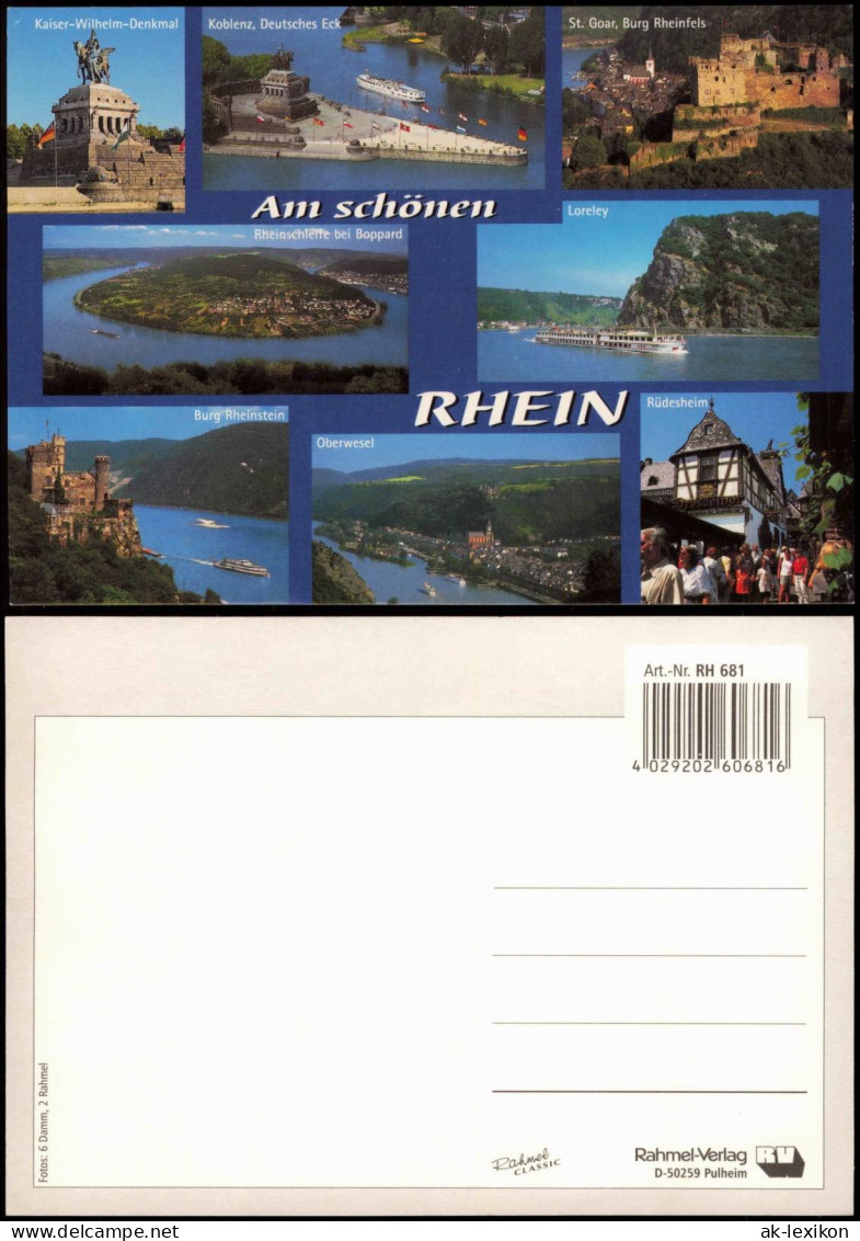 Ansichtskarte  Rhein (Fluss) Mehrbildkarte Mit Sehenswürdigkeiten 1990 - Unclassified