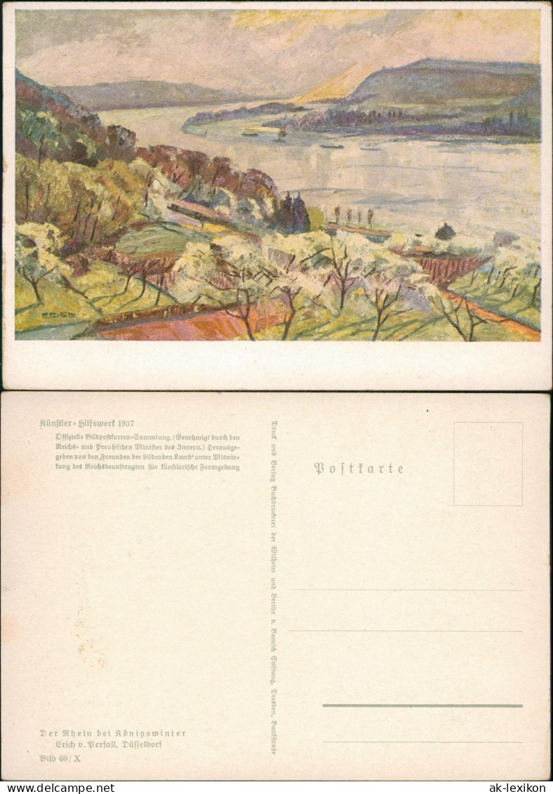 Ansichtskarte Königswinter Künstlerkarte Der Rhein 1937 - Koenigswinter
