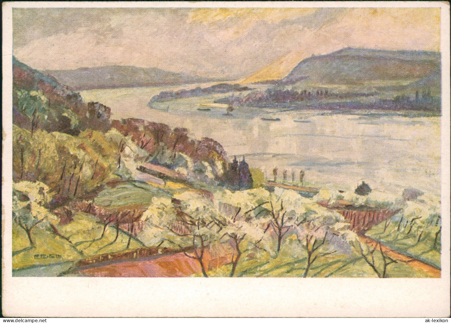 Ansichtskarte Königswinter Künstlerkarte Der Rhein 1937 - Koenigswinter