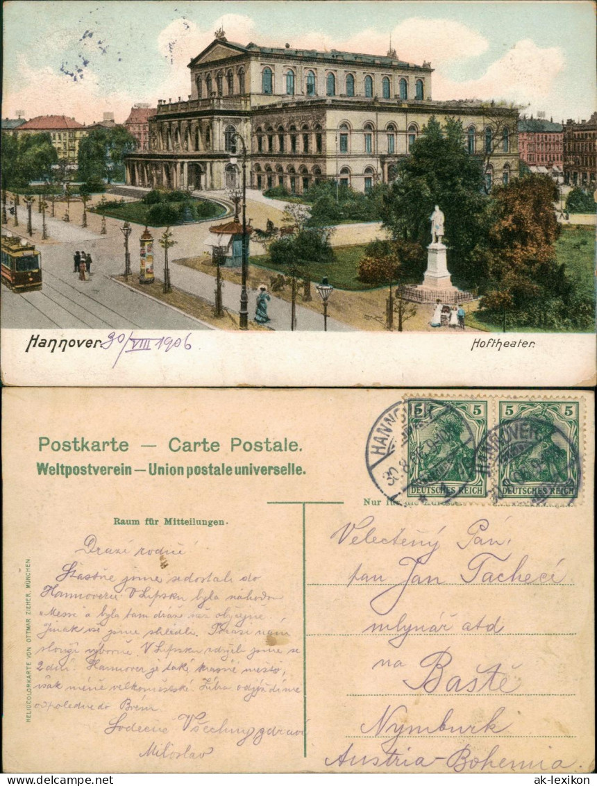 Ansichtskarte Hannover Hoftheater, Straßenbahn 1906 - Hannover