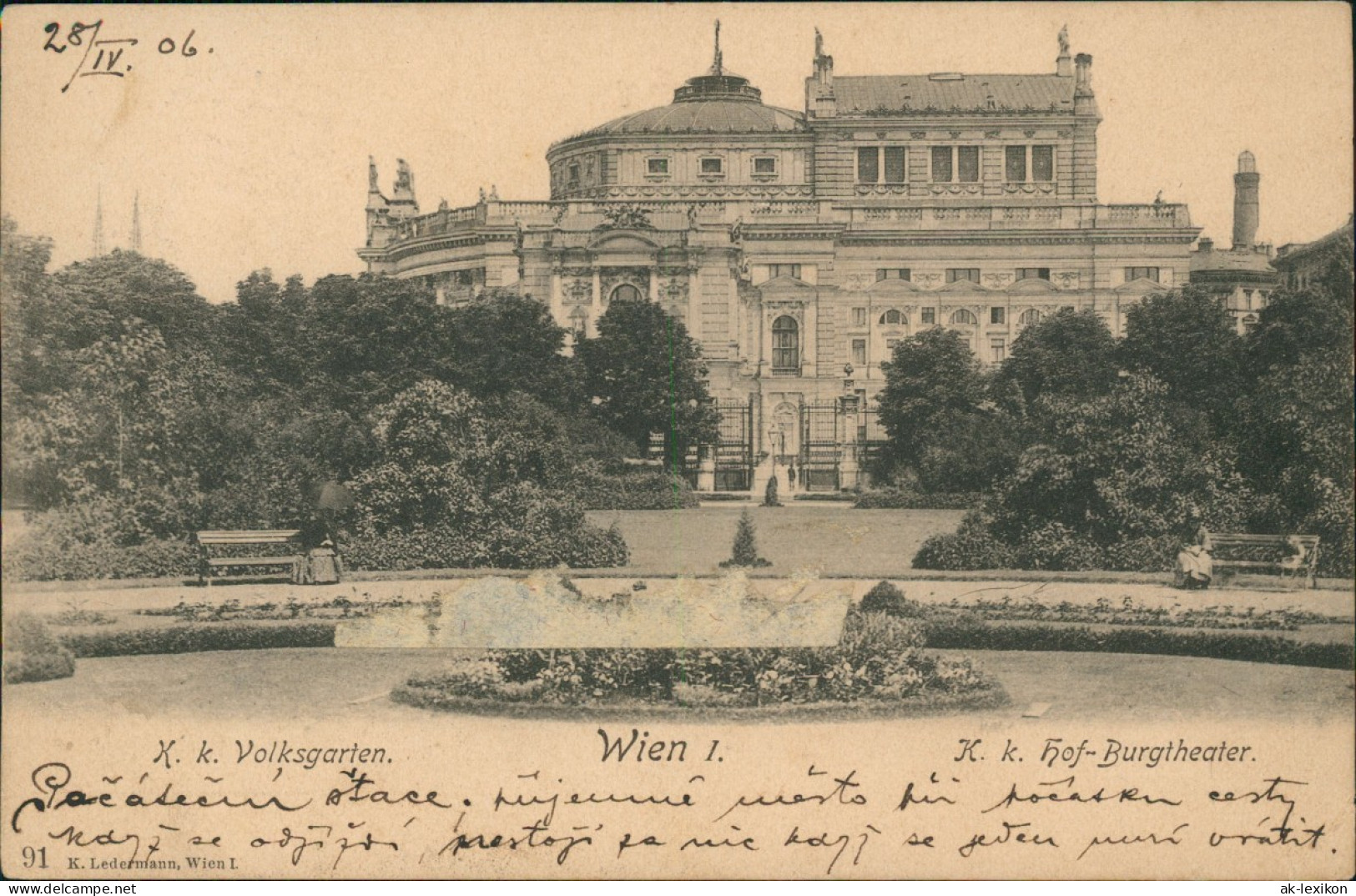 Ansichtskarte Wien Burgtheater, Anlagen 1908 - Autres & Non Classés