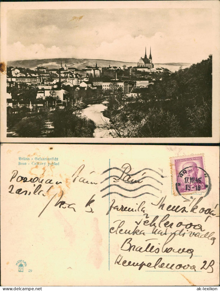Postcard Brünn Brno Totale 1946 - Czech Republic
